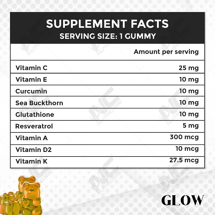 High Quality Top Selling Custom Label Healthcare Supplement Glow Gummies from Trusted Indian Supplier