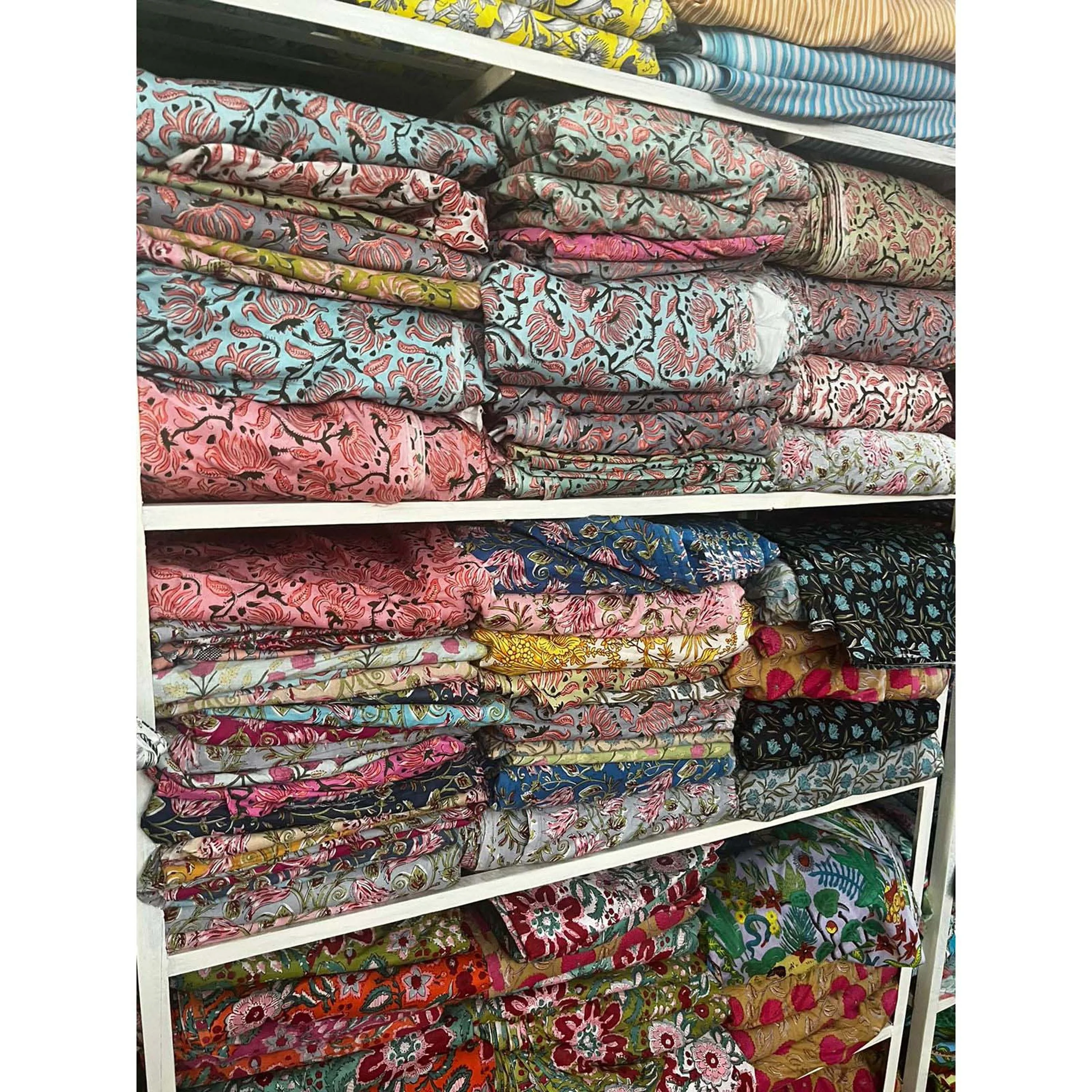 Beautiful Hand Block Print Fabric Floral Print Indian Kimono Rob Fabric For Indian Dress Cotton Hand Block Floral Print Fabric