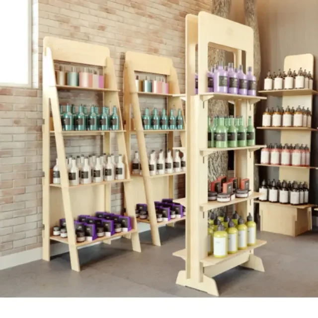 Made in Italy Multifunction Display  OEM Custom Logo & Design Wooden Retail Floor Display Stand for Beauty Product