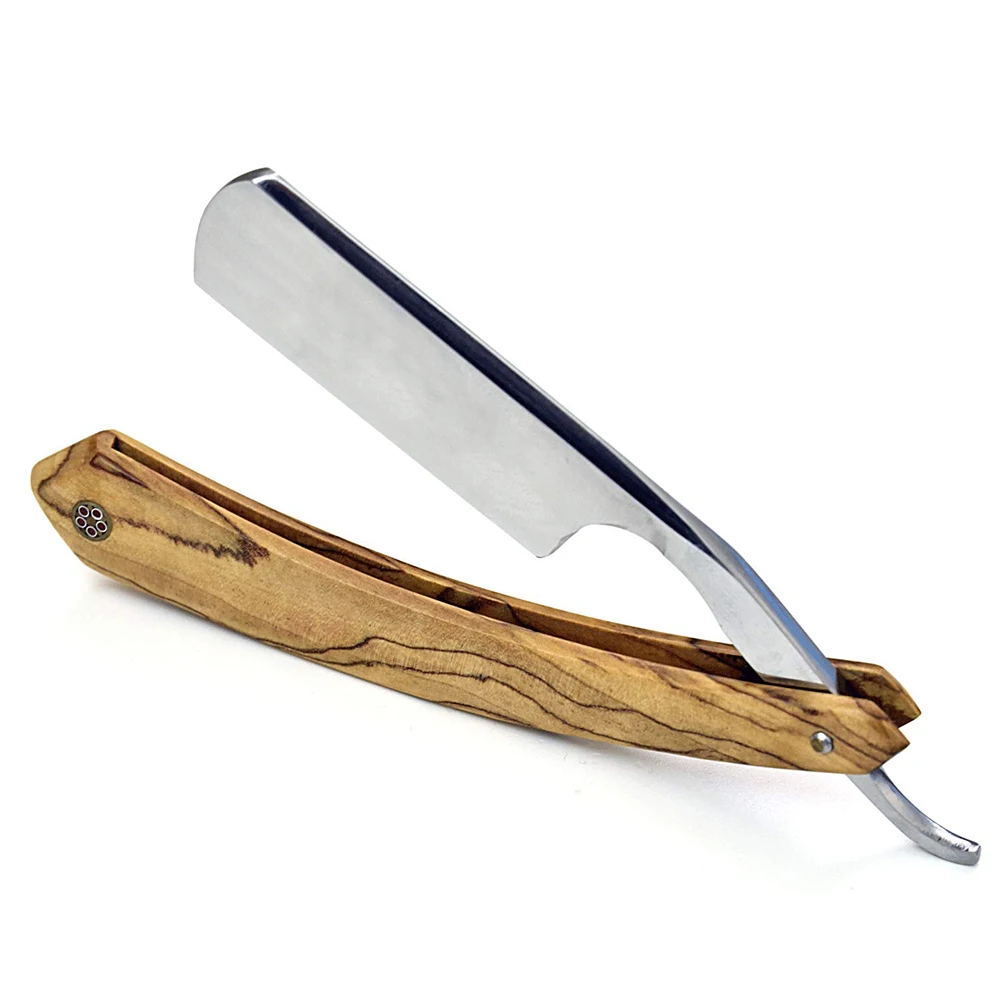 Straight Razors With Solid Brown Maple Wood Handle Stainless Steel Fixed Blade Razors Hair Shaving Razors