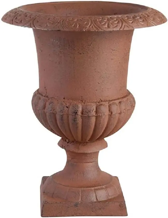 French Style Rustic Cast Iron Effect Garden Urn Planter Metal Urn With Stand Decorative Home and Garden Planter Indoor & outdoor