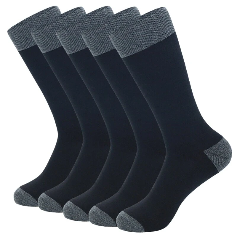 New Premium Quality 5 Pairs Large Size Fashion Business Men Dress Socks High Quality Stripe Black Pure Men Cotton Socks Size