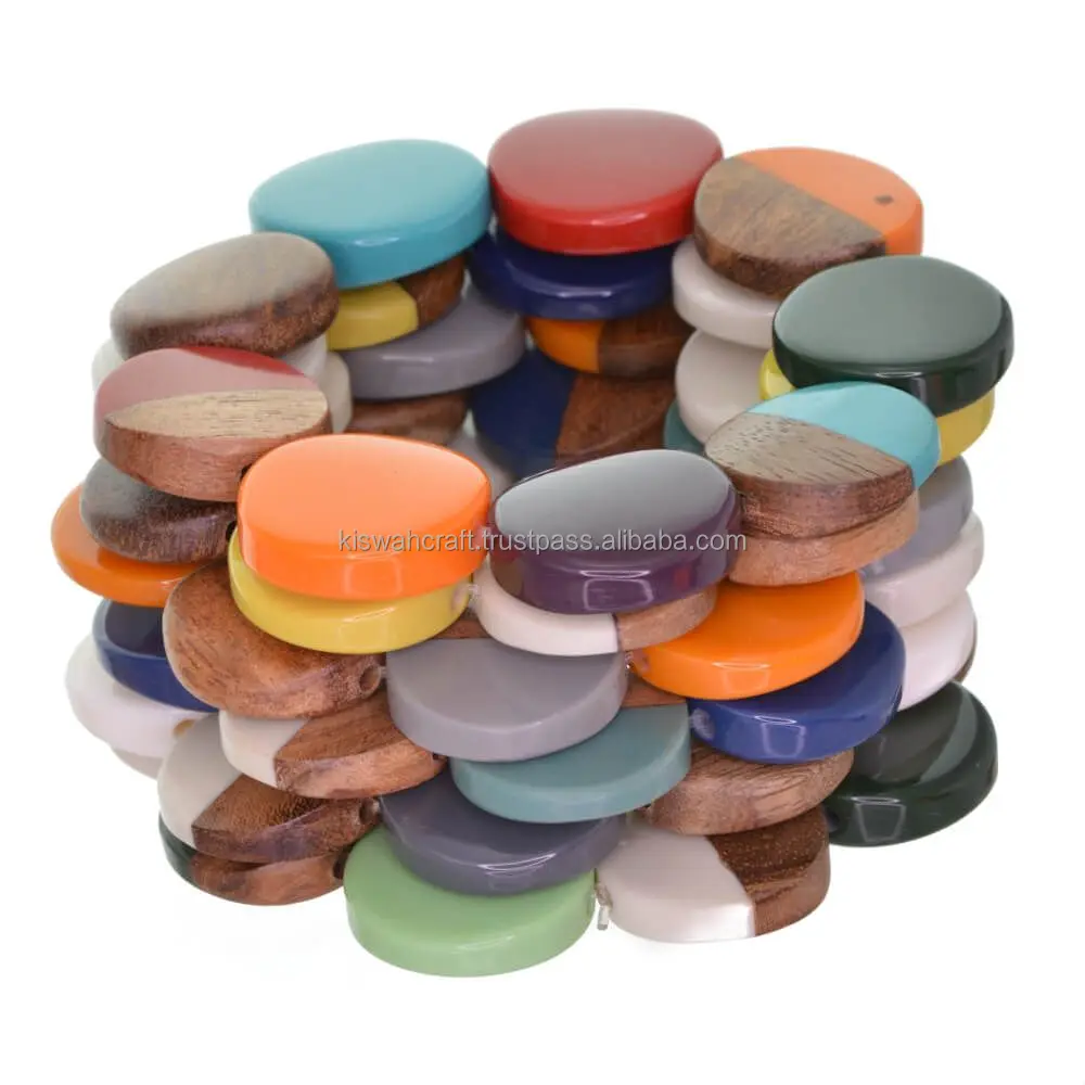 100% Wood And Resin Bracelet Hot Selling Customized Wide Acrylic Resin Bangle Multi Color Bangle Cuff Resin Bracelet For Sale