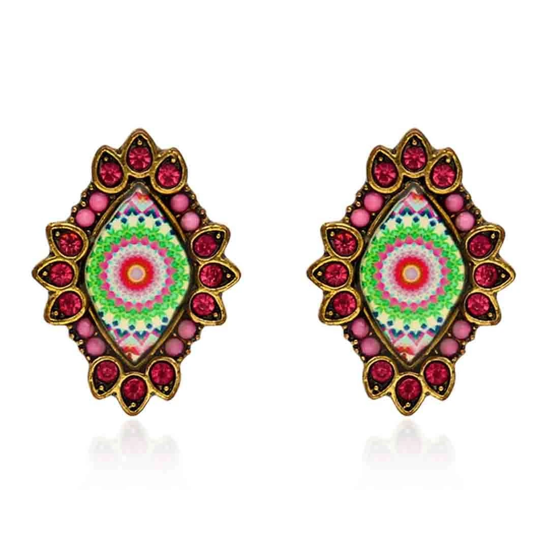 Hot Selling Tops Studs Best Quality in Oxidized Gold Artificial Stone Western Style Fashion Jewelry