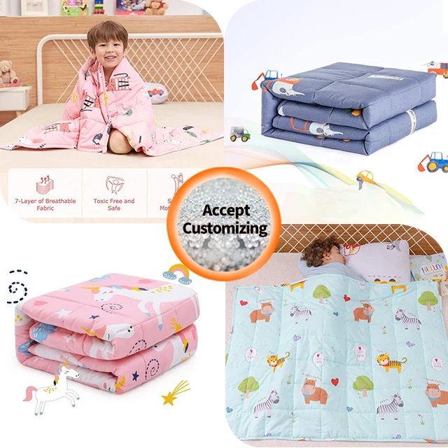 Factory price printed sensory kids Heavy blanket Toddler Boys Girls cotton weighted blanket autism
