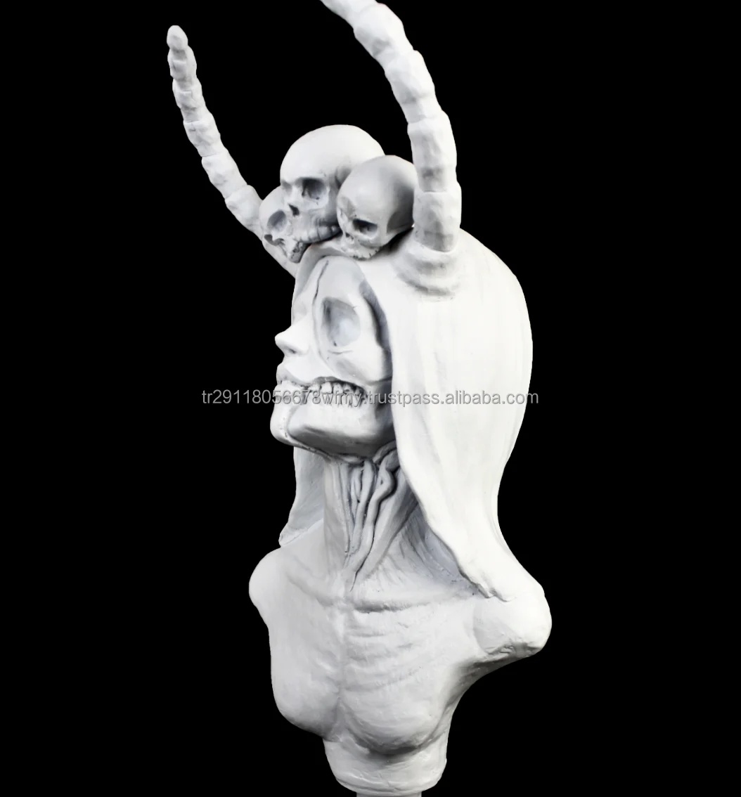 Skull Detailed Woman Lilith Bust Statue Unique Gothic Skeleton Spooky Home Interior Decor Resin Sculpture Restaurant Hotel Room