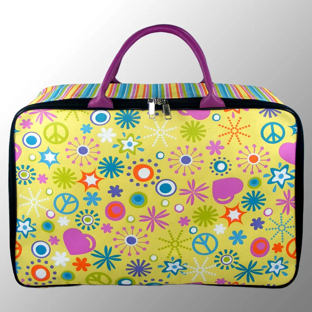 toy suitcase made from canvas with leather handle and plastic foots custom printed on all sides for free