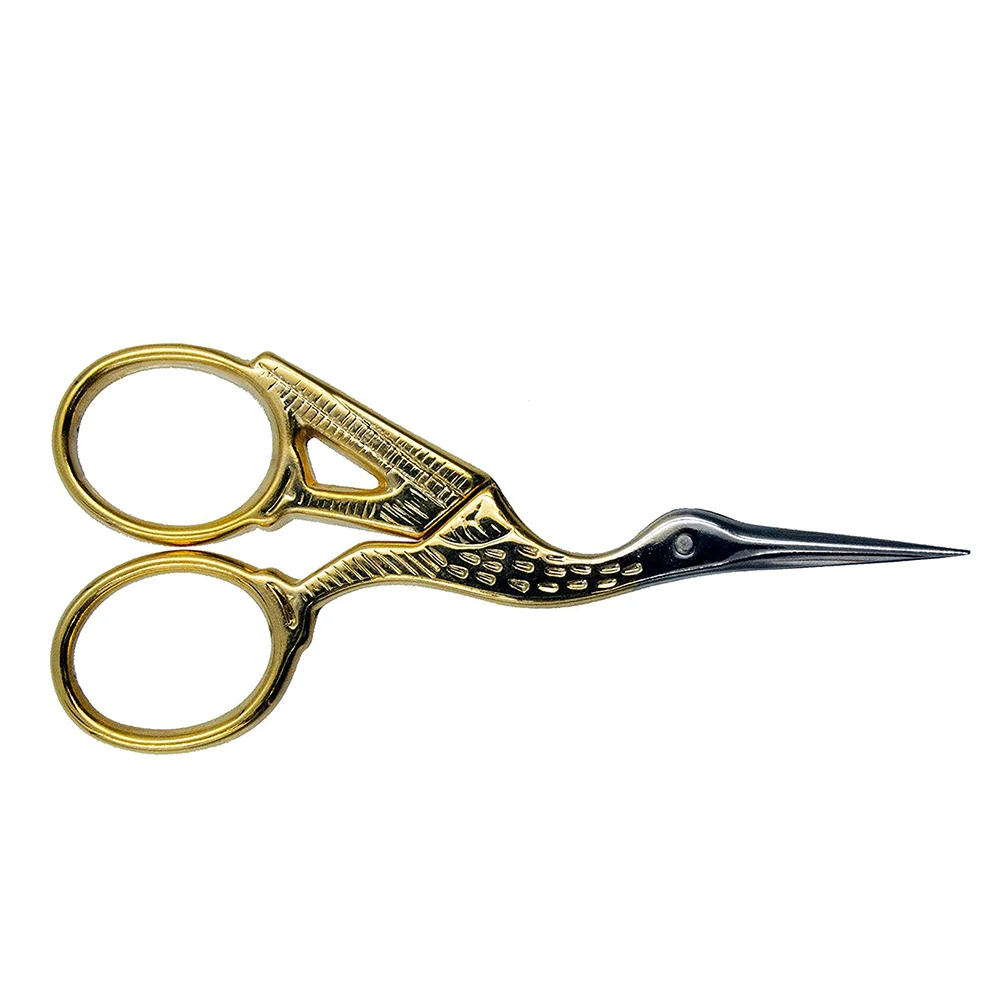 Half Gold Handle Embroidery Scissor Big Crane Scissor Handmade German Stainless Steel Small Scissors