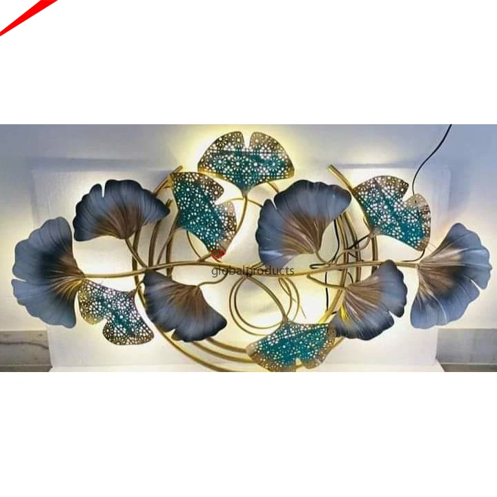 luxury interior modern leaf design wall decor home accessories hotel office metal craft hanging wall decor