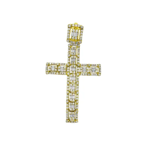 Buy Charming 10K Diamond Baguette Cross Pendants For Religious Jewelry Accessories Uses Low Prices For Sale