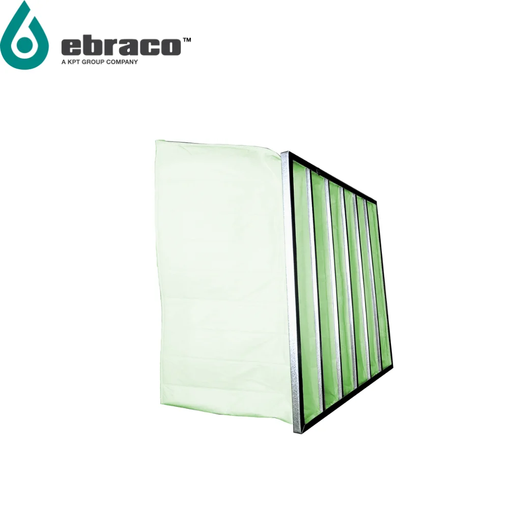 Medium PURA PAK Bag Filter M6 60<Em<80  592x592x630mm 6 POCKET (24x24x25inch) for HVAC, AHU, Cleanroom