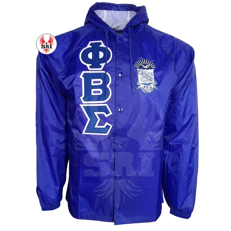 Phi Beta Sigma Fraternity Embroidery Men Polyester Coaches Jacket | PBS Fraternity Embroidered Boys Custom Made Line Jacket
