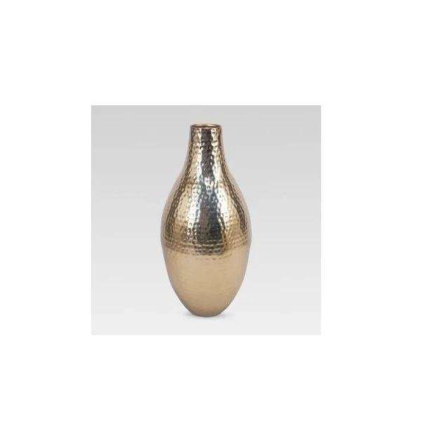 Premium Quality Stainless Steel Hammered Silver Color with Brass Flowers Design Flower Vase for Home Interior Party Decoration