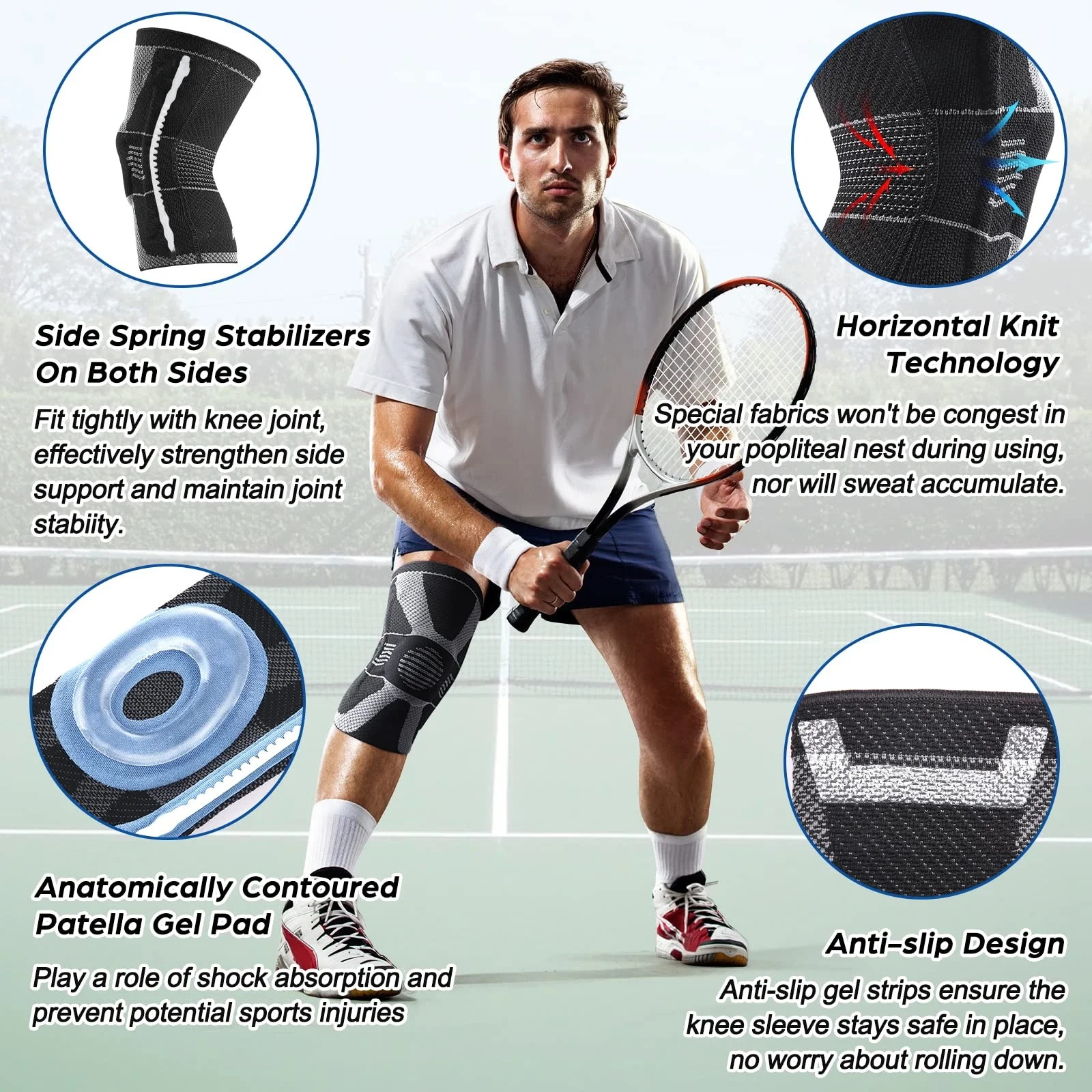 Compression Knee Sleeve Breathable Non-Slip Joint Support Knee Brace Thick Protective Hard Shell Elastic Knee And Elbow Pads