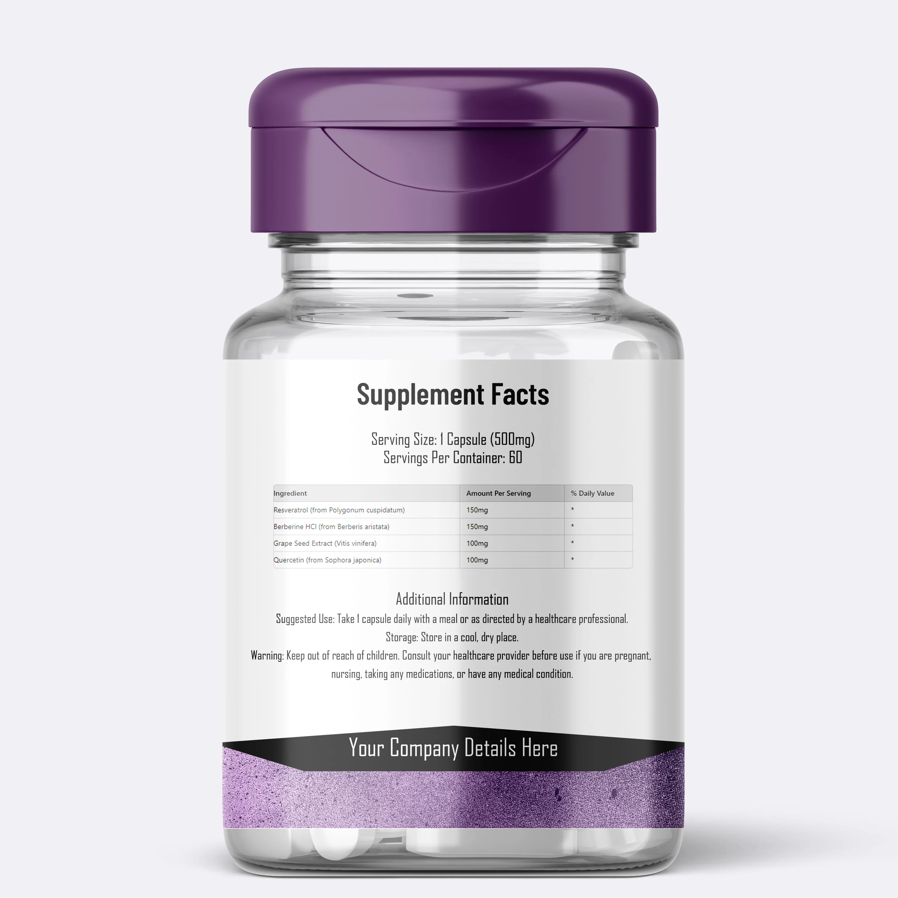 OEM Private Label resveratrol and berberine capsules polyphenol supplement for women & men with N- Acetyl cysteine