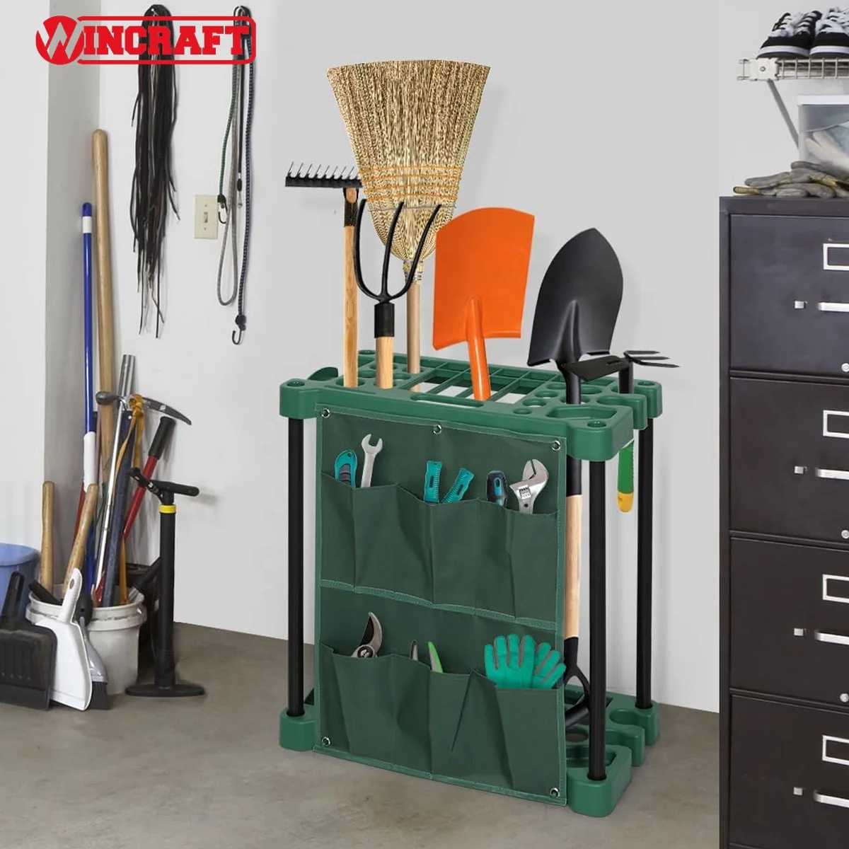 Garden Tool Storage Holder Organiser Rack Lightweight Portable and Easy Assembly  with Tool Pockets Garden Tool Rack