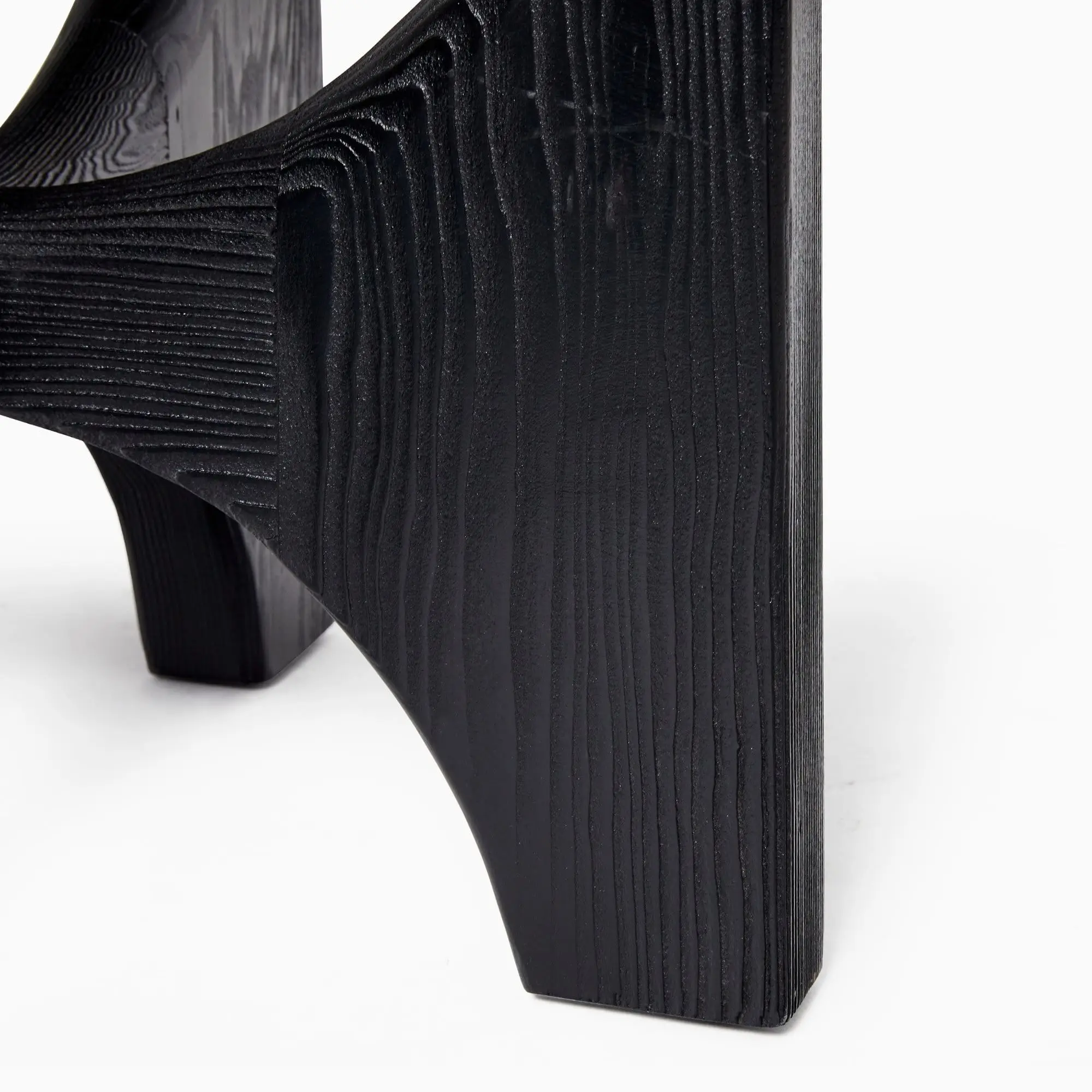 Mango wooden round side tables small & large set of 2 black & natural