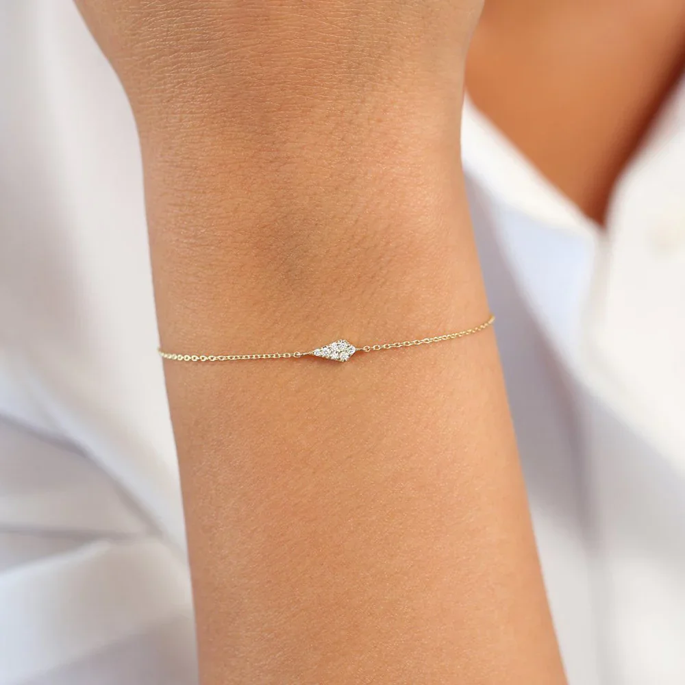 925 Sterling Silver Trendy Diamond Bracelet Zirconia Stone Gold, Rose Gold Plating Bracelets For Woman