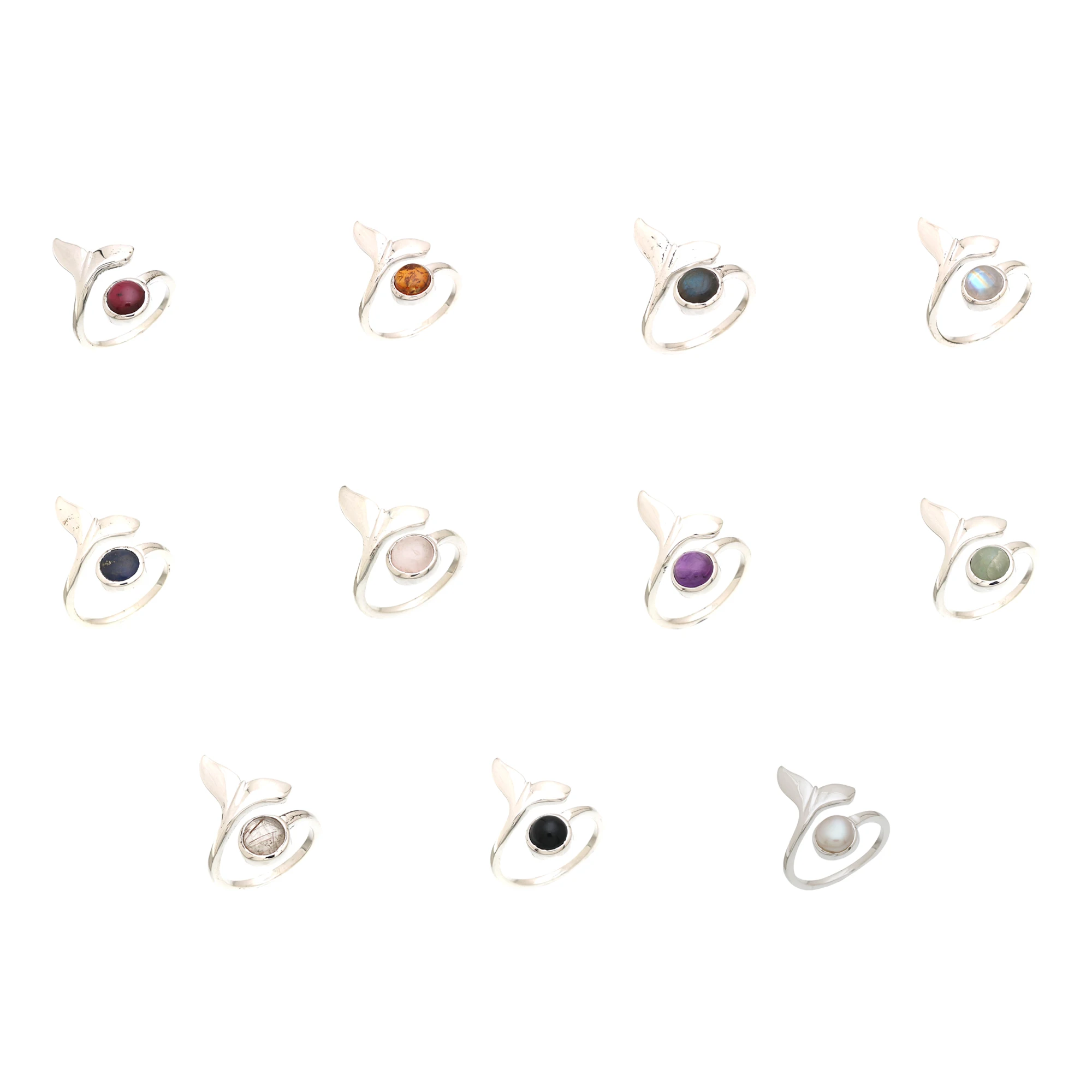 Wholesale Natural 925 Sterling Silver Ring Handmade Birthstone Jewelry Mom Wedding Party Featuring Amber Pearl Golden Rutile