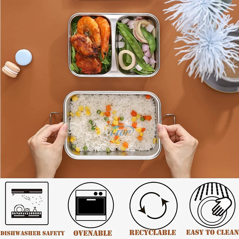 Wholesale Adults & Kids Leakproof Lunch Bento Box food storage container 304 Stainless Steel Lunch Box with Lid