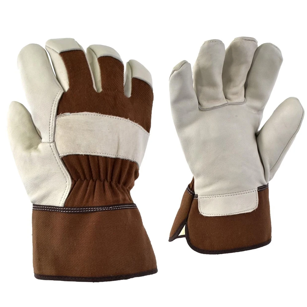 Leather Working Glove For Construction Anti-Slip Anti-Heat Features Labor Protection Hand Safety Gloves