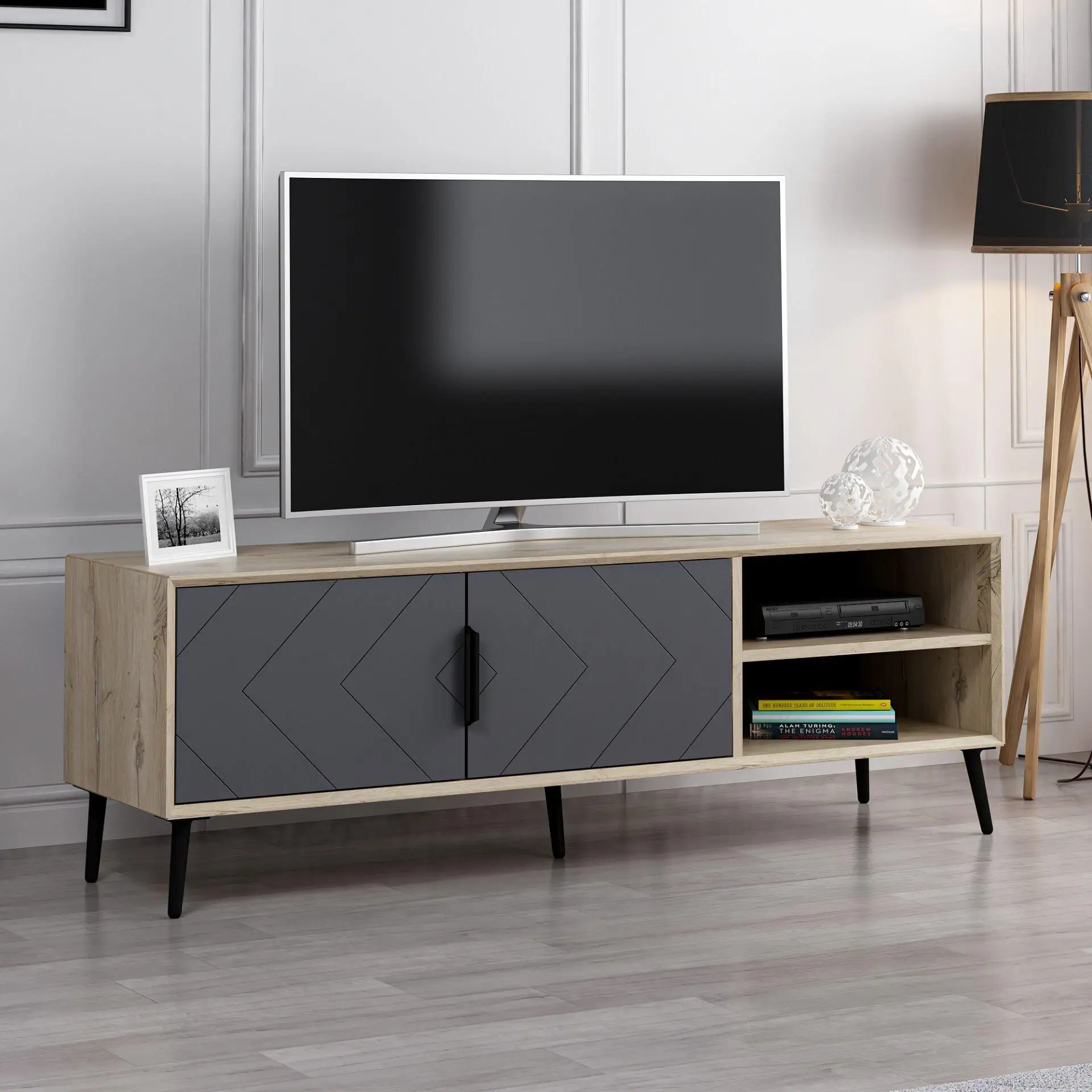 BERRY TV UNIT - Walnut / Anthracite