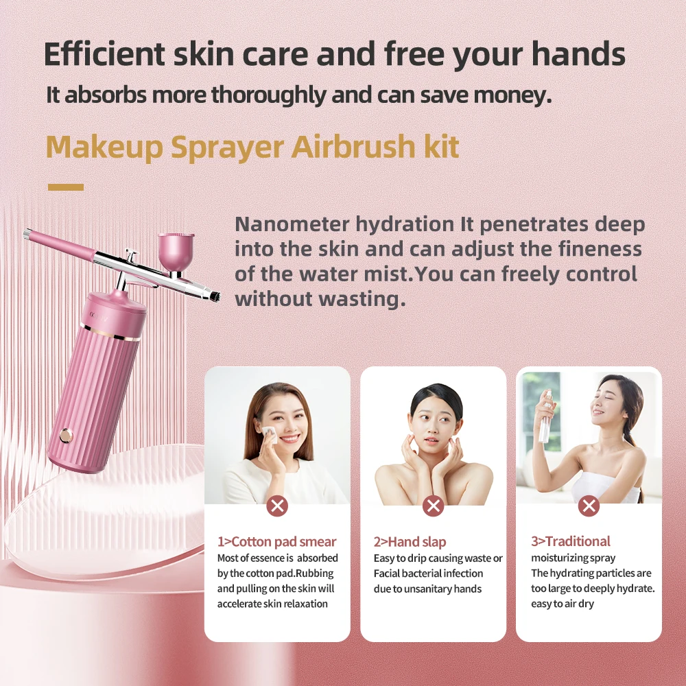 Portable USB Rechargeable Handheld mini airbrush Makeup kit with make up foundation airbrush makeup 2 Capacity Cups