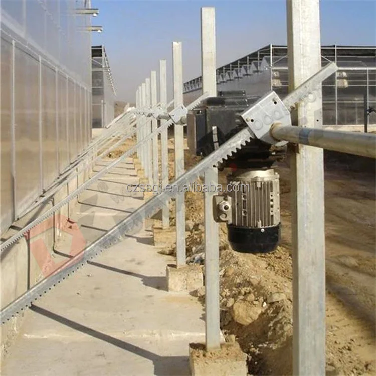 Steel rack and pinion for greenhouse ventilation