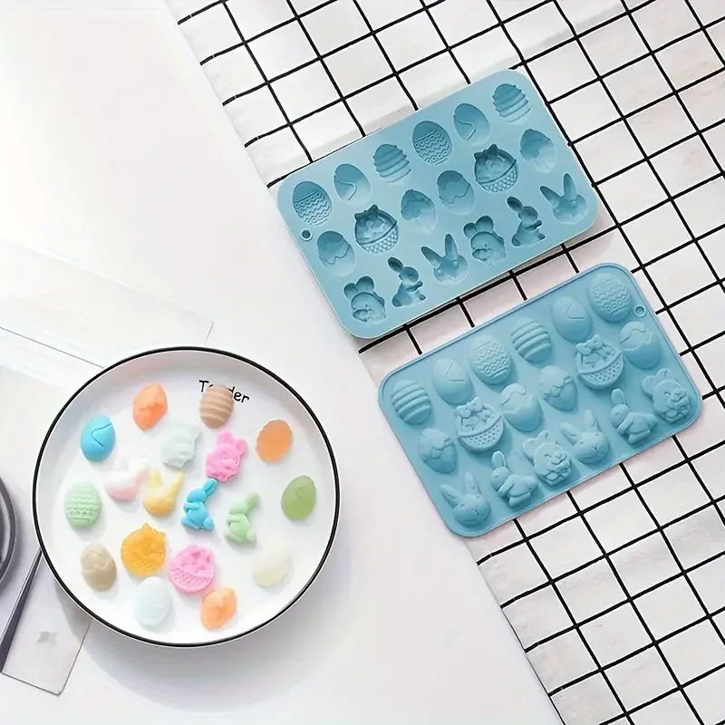 18 Hole Easter Egg Rabbit Silicone Mold DIY Candy Chocolate Cake Decoration Kitchen Baking Silicone Baking Tools