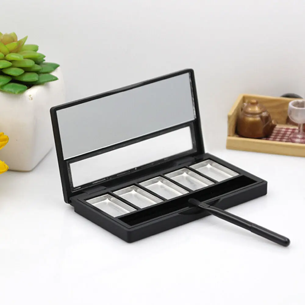 Custom 5 Rectangle Hole Empty Clip Eye Shadow Plate With Net Plastic Contour And Blush Palette With Mirror