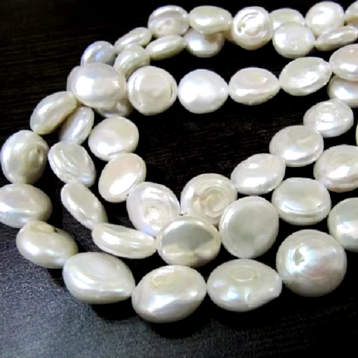 Natural Fresh Water Pearl Coin Shape Beads 12-13mm Beads Strand 16 inches Long Jewelry Making Gemstone Beads