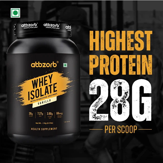 Hot Deal 2023 Whey Protein Isolate Vanilla Flavour 1kg (30 Servings) with Protein& Glutamic Acid For Muscles Growth Uses