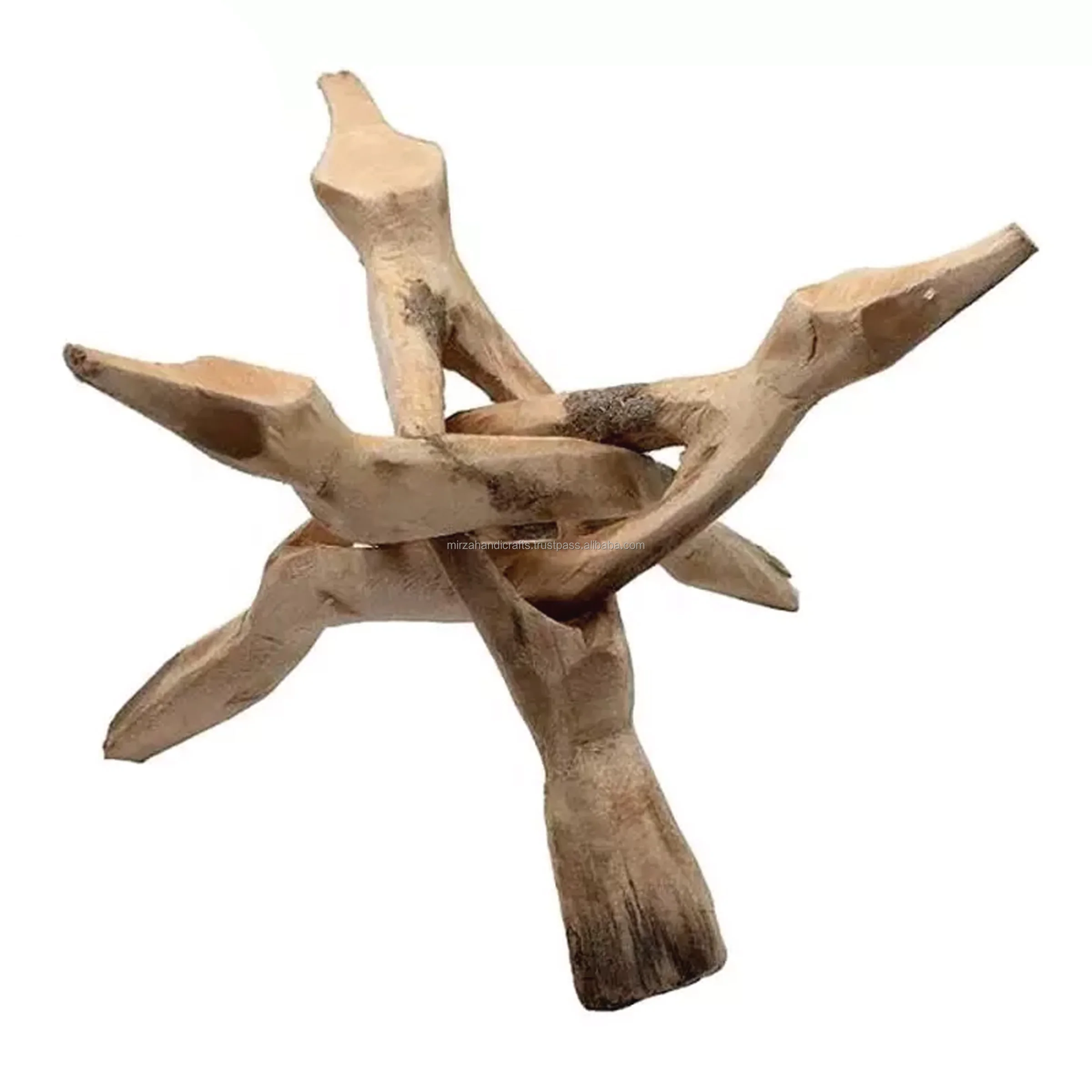 Custom Price Hand Carved 10 Inch Stained Wooden Cobra Stand Wooden Tripod Stand For Abalone Shell Decorative Stand