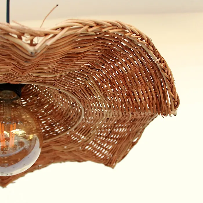 Handmade Modern LED Lampshade Cover Vietnam Eco-Friendly Natural Rattan Chandelier Bamboo Glass Lamp Pattern Light Application