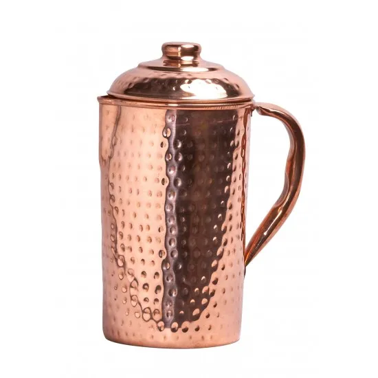 Pure Copper Hammered Jug Capacity 1.5l glass pitcher with lid hot/cold water jug unique Brass Knob Water Jug Drink ware Pitchers