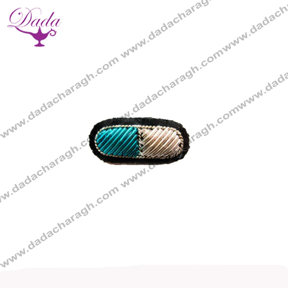 Blue capsule brooch hand embroidery brooch badges Bullion wire fashion jacket Indian China embroidered patches blazer crest gold