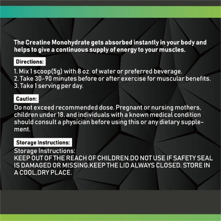 Oem Private Label Sports Nutrition Creatine Powder Creatine Supplement Customized Monohydrate Creatine Powder