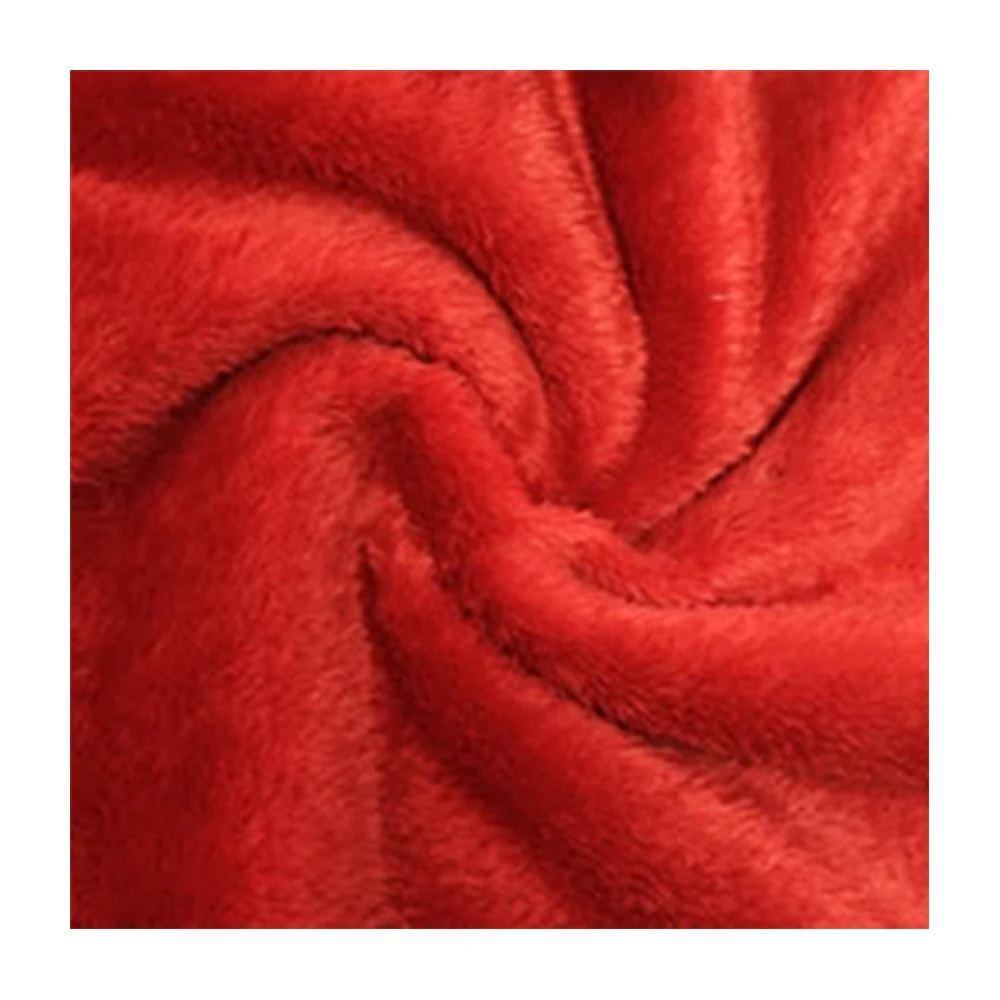 High Quality 100% Polyester Knitted Poly Mohair Super Soft Fabric For Blanket Red Color Customize
