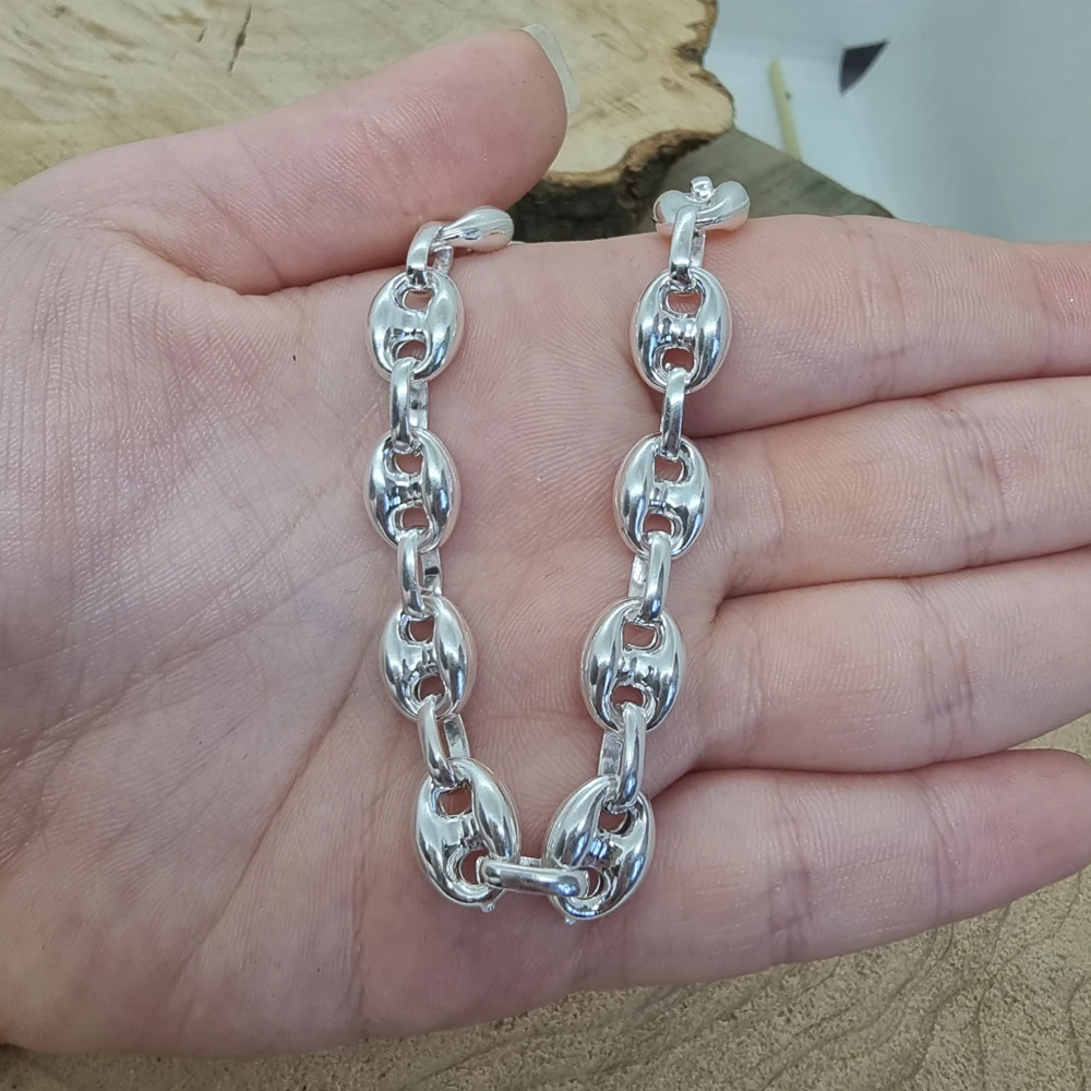 7mm 925 Sterling Silver Men Jewelry Sailor Men Jewellery Coffee Bean Necklace Women Unisex Link Chain Wholesale  Trendy Hot Sale