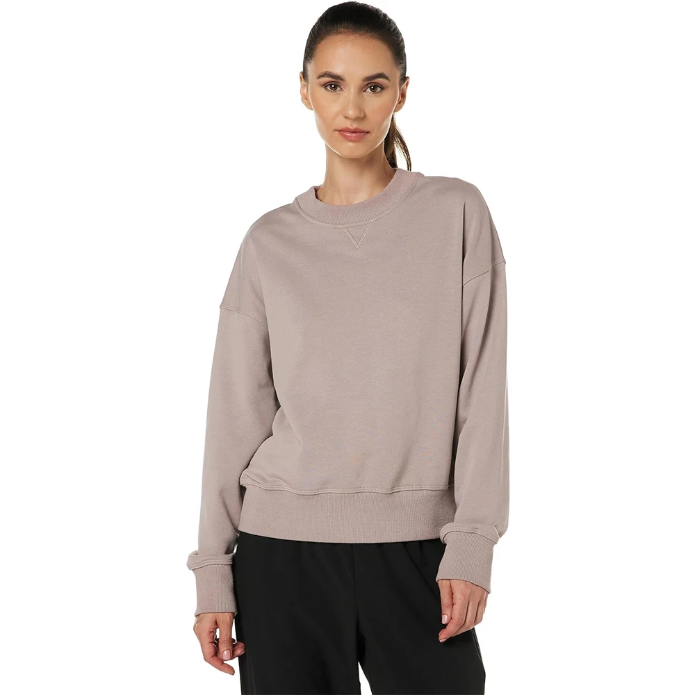 OEM oversize sweatshirts crewneck embroidery letters loose drop shoulder long sleeves custom women cotton pullovers sweatshirt