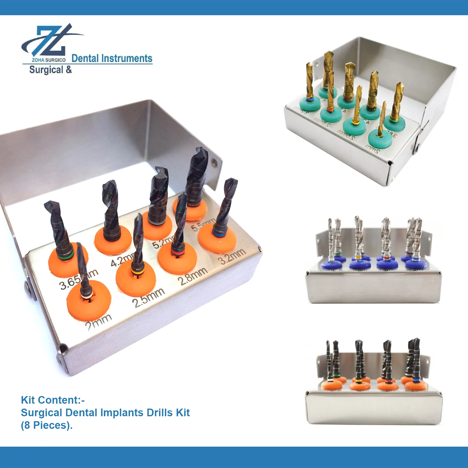 8 шт. набор зубных хирургических Сверл с титановым покрытием