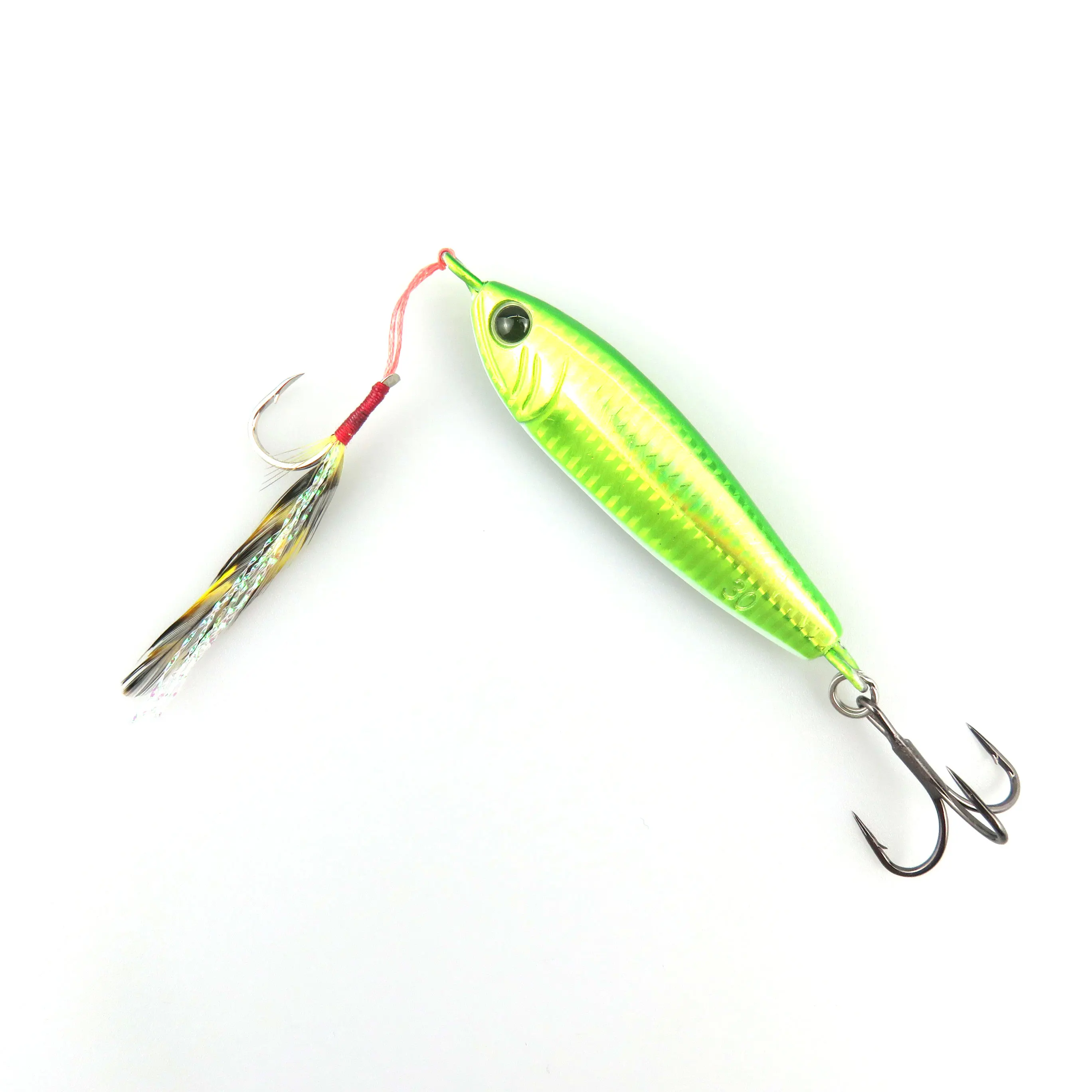 Factory direct sales of high-quality long-range fluorescent iron plate 30g double hook Luya fishing bait
