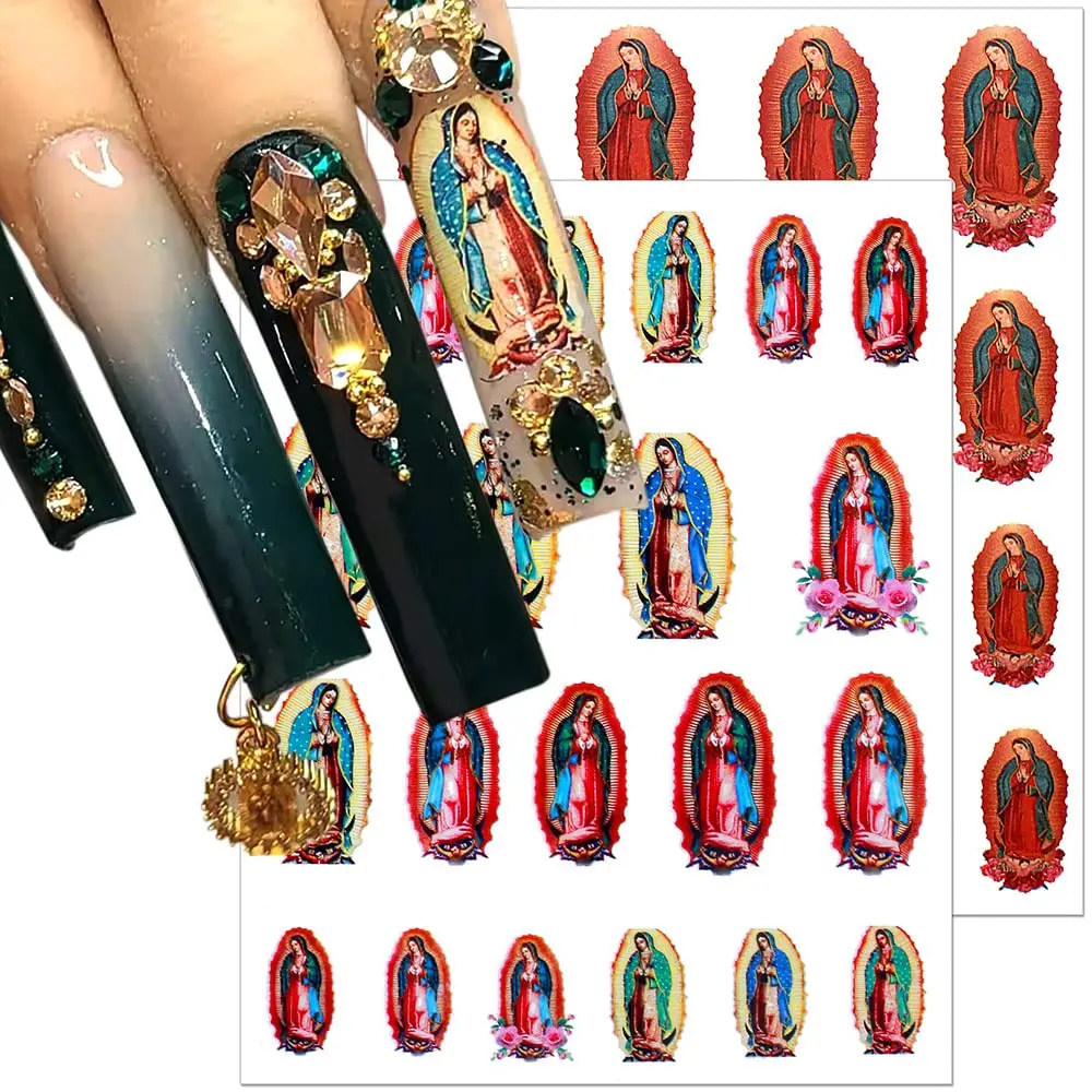 2023 Virgin Mary Nail Stickers San Judas Decals Religious Nail Art Stickers Designer Brands Nails Supplies