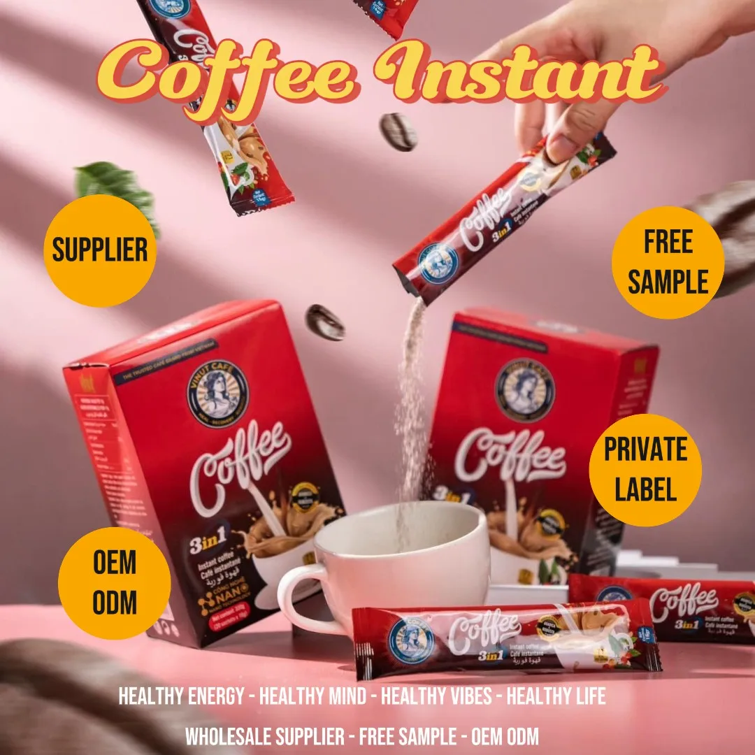 Порошок растворимого кофе Arabica & Robusta 3 в 1 - VINUT (20 пакетиков x 16 г) оптом по лучшей цене повышая фокус и здоровье кишечника