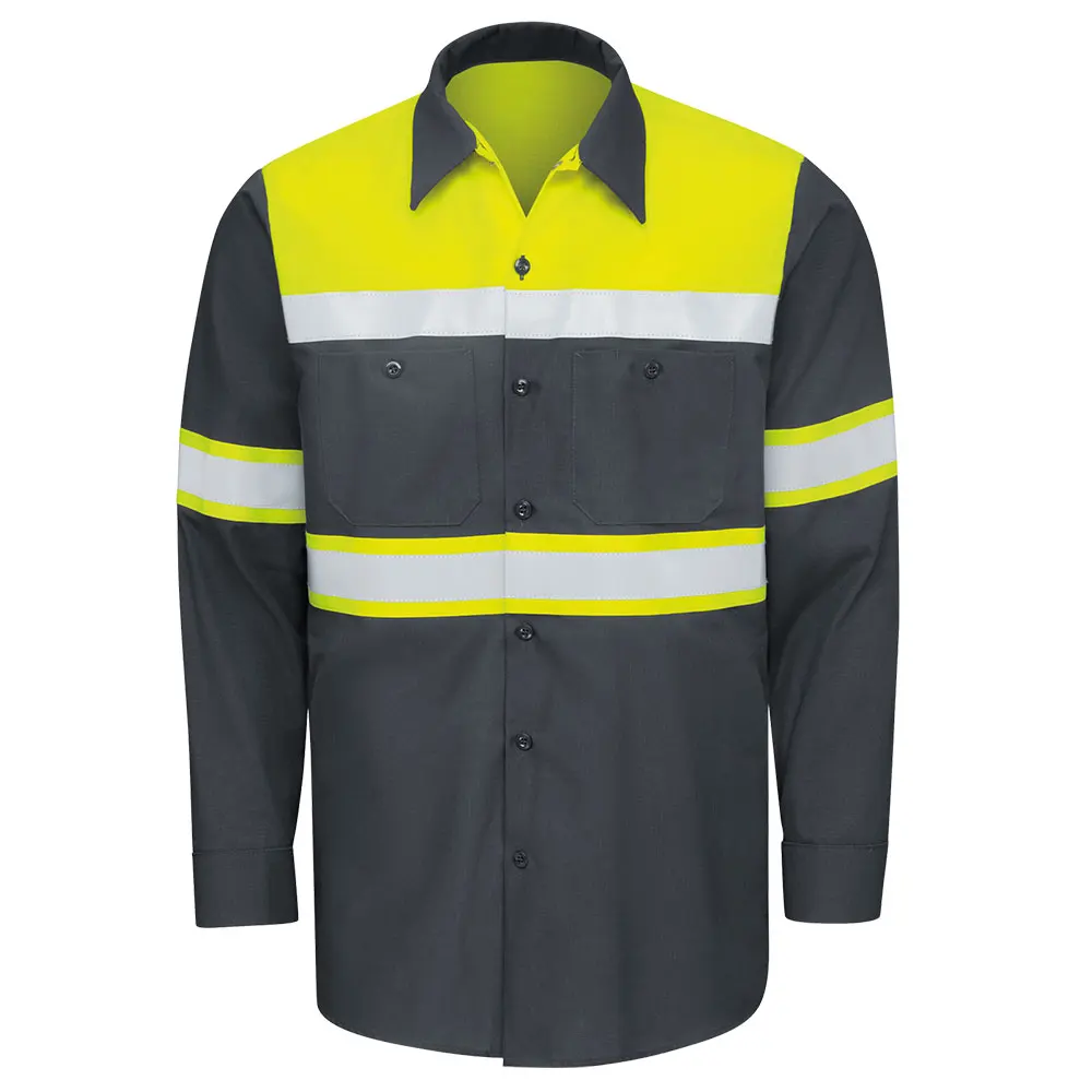 Wholesale Sustainable Breathable Safety Uniforms Long Sleeve Shirts Hi Vis Construction Reflective Security Shirts