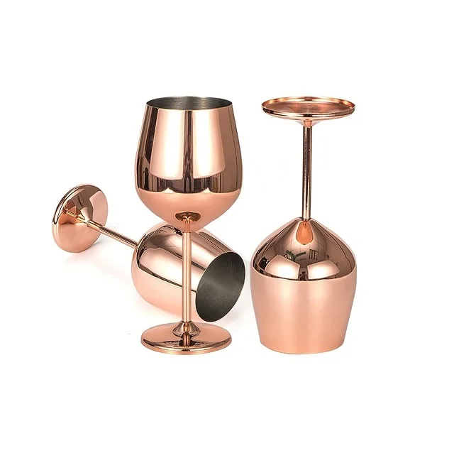 Best Seller Copper Plated Drink Ware Goblet Stainless Steel Cocktail Glass Wine Glass Metal Champagne Flute Bar Ware