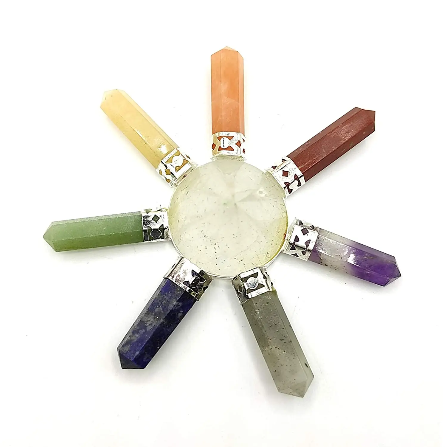 Clear Quartz Conical Seven Chakra Pencil Energy Generator Chakra Stone For Used As Chakra Energy Generator
