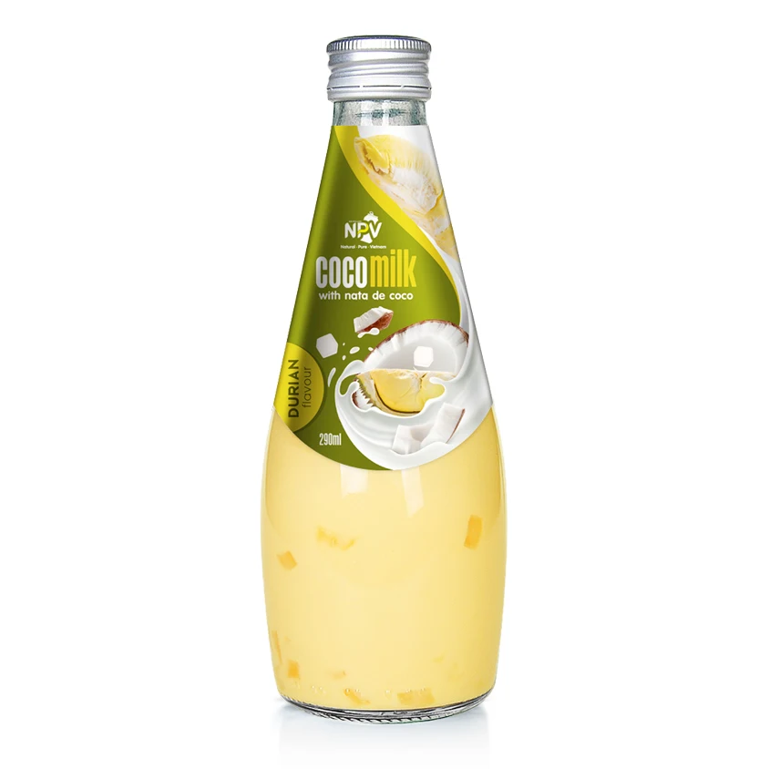 Hot Selling  z Coconut Milk With Nata De Coco Strawberry Flavor 290ml Glass Bottle  Manufacturing From Vietnam