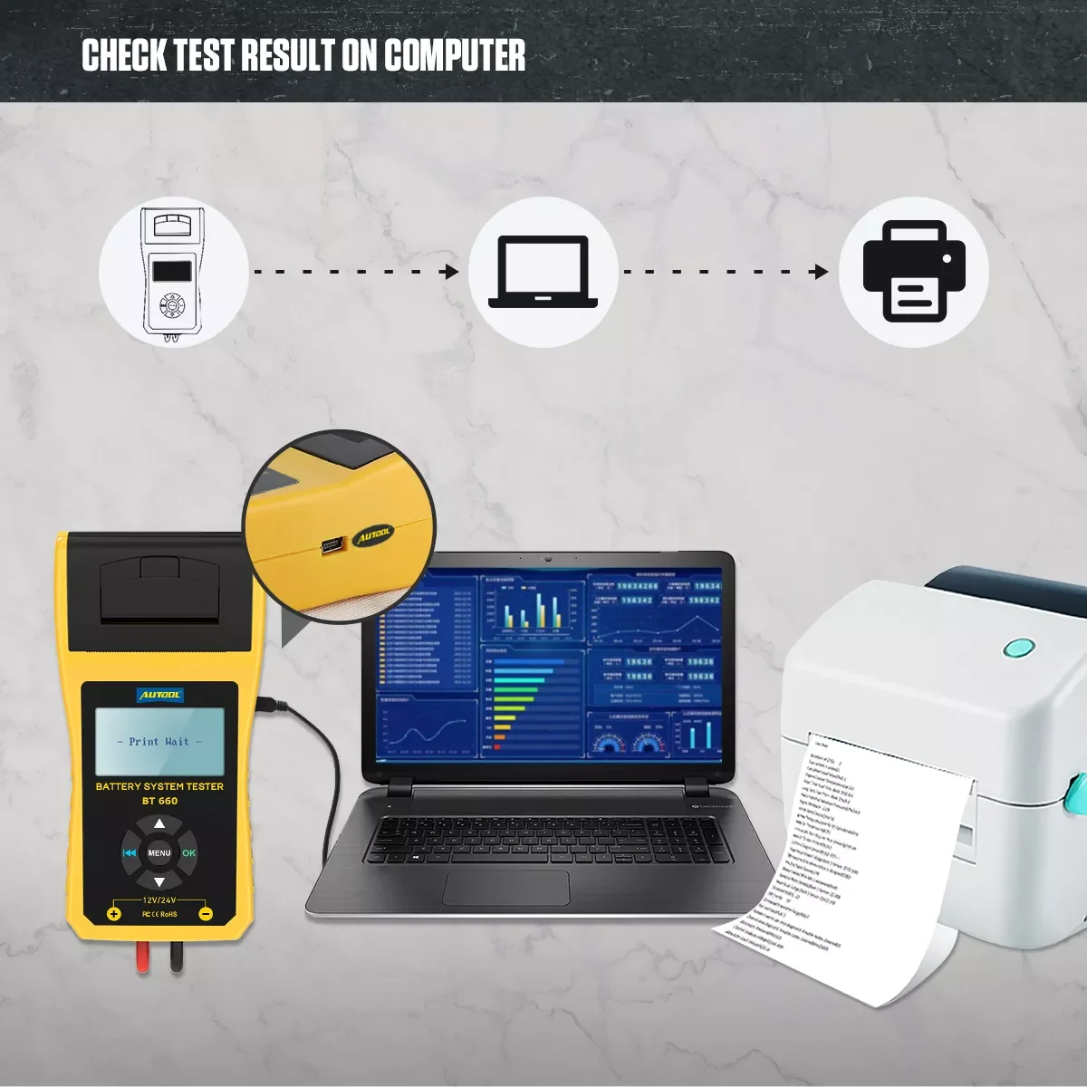 Factory Multi-language AUTOOL BT660 car Battery Tester Built-in Printer BT-660 Battery Tester Auto Car Battery Tester