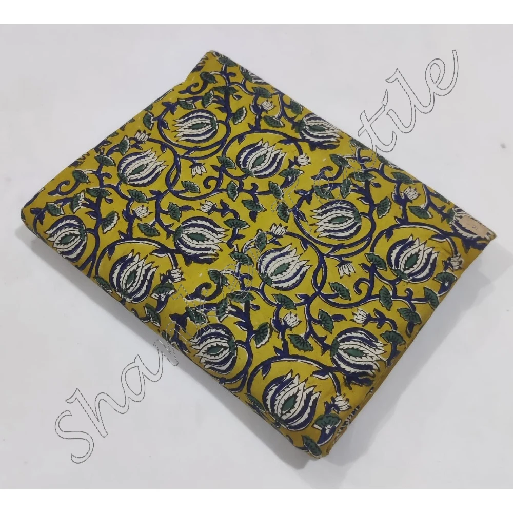 Clothing Fabric Hand Block Printed Designer Jaipuri Sanganeri Kalamkari Dabu Natural Cotton 100% Running Fabric Wholesaler Cloth